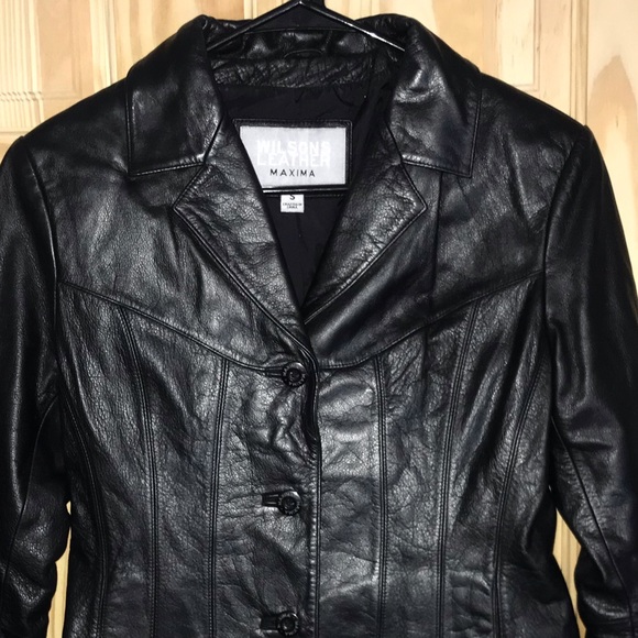Wilson’s Leather Maxima black button front jacket size S - Picture 2 of 3